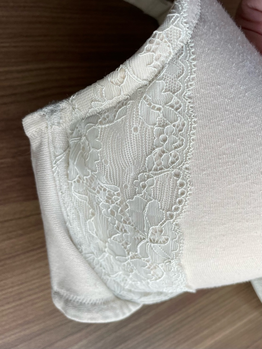 Cacique Lane Bryant Cotton Boost Plunge Bra Cream Lace Trim Size 42D - Picture 7 of 12